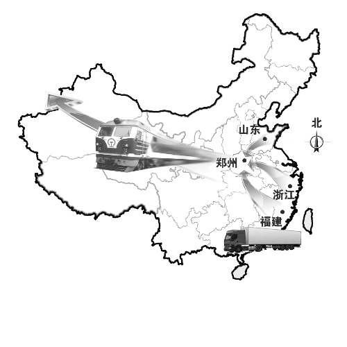 　未來(lái)將有更多沿海城市的貨物集中到鄭州，然后搭乘鄭歐班列出口歐洲。扈森 制圖