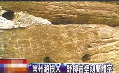“常州趙根大” 2009年3月27日，臺灣北海岸野柳地質公園巖壁上被刻下“中國常州趙根大”字樣。臺灣媒體將此事報道后，趙根大公開道歉。