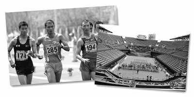 左圖:5月10日,遼寧隊選手耿志耀(左一)在十二運男子50公里競走比賽中。 　　新華社記者 李 鋼攝 　　右圖:6月10日,十二運網球團體賽在大連正式開拍,部分比賽遭遇了“零觀眾”的尷尬場面。 　　人民視覺