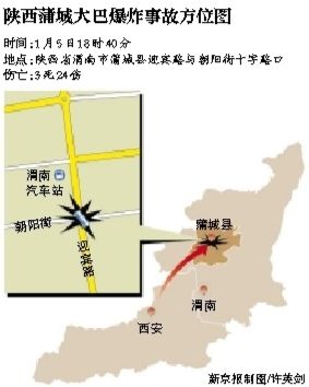 昨日18時(shí)40分左右，一輛由西安開往蒲城的大巴在蒲城縣城發(fā)生爆炸。據(jù)當(dāng)?shù)匦侣劙l(fā)布會(huì)通報(bào)，此次事故導(dǎo)致