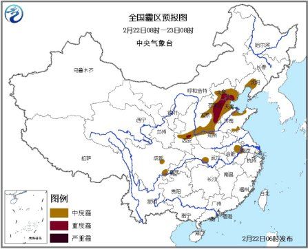 全國霾區(qū)預報圖。