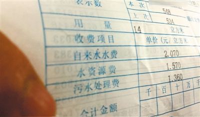 北京市某居民的水費單顯示，費用中有水資源費和污水處理費兩項附加收費。