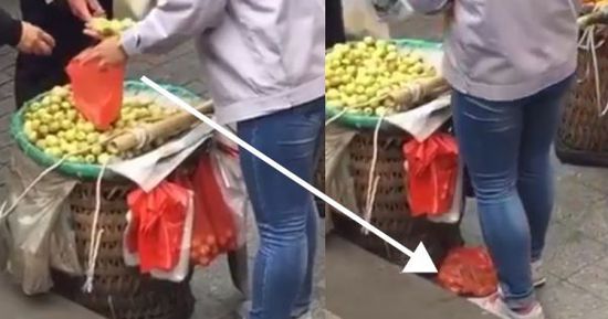 網(wǎng)上流傳的短片顯示，賣棗子棗子的小販以偷龍轉(zhuǎn)鳳的手段把棗子換掉。