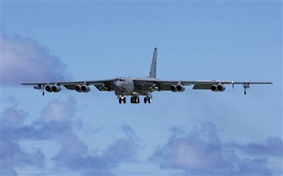 美軍B-52戰(zhàn)略轟炸機。其為韓三大核保護傘之一。