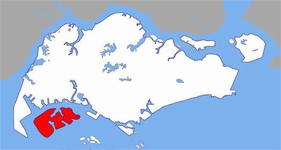 紅色為PX工廠所在裕廊島，與新加坡主城區(qū)距離5公里