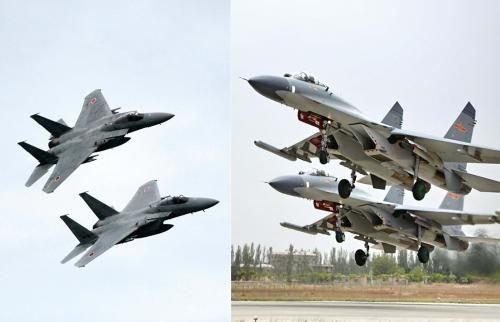 29日，中國(guó)空軍查證了進(jìn)入東海防空識(shí)別區(qū)的美日軍機(jī)，左圖為進(jìn)入防空識(shí)別區(qū)的日本F-15戰(zhàn)機(jī)(資料圖)，右圖為當(dāng)天起飛的中國(guó)殲-11飛機(jī)(資料圖)。