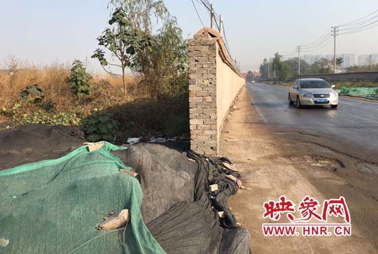 一墻之隔，一邊是道路，一邊是垃圾和荒草，市民質(zhì)疑其為遮羞墻。