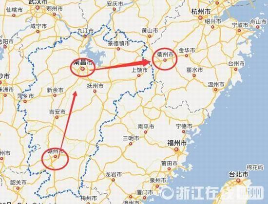 贛州到南昌高速公路400公里左右，南昌到浙江江山高速公路400多公里